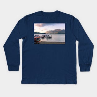 View of Harrison Lake, BC, Canada at Sunset in Summer Kids Long Sleeve T-Shirt